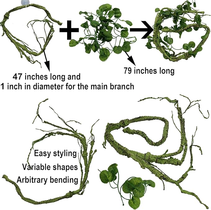 Reptile Plants for Bearded Dragon Tank Accessories, Terrarium Plant Artificial Decor for Snake Cage, Fake Plant for Leopard Gecko Habitat, Lizard Chameleon Ball Pythons (Group BP)