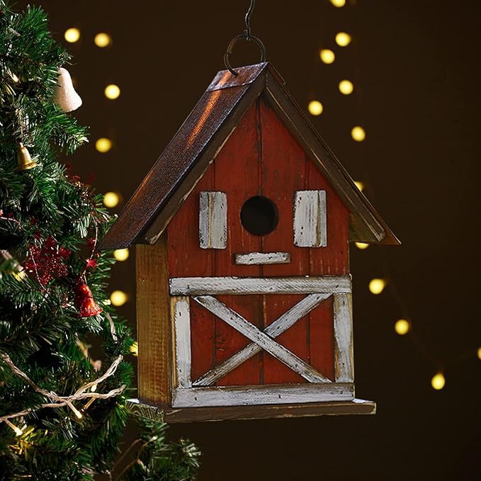 Topadorn Hanging Bird House Outdoor Garden Decorative Wooden Birdhouse