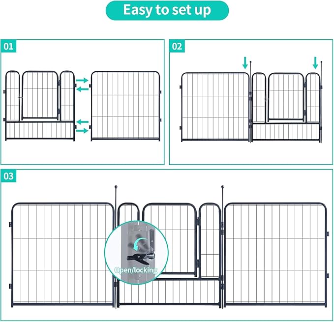 Dog Playpen,Portable Outdoor Dog Fence, Dog Playpen for Large/Medium/Small Dogs, Dog Fences for The Yard,with Doors Foldable Metal (16 Panels, 45 inch)