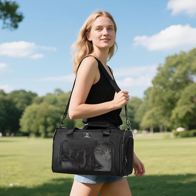 A4Pet Pet Carrier Airline Approved, Soft-Sided Carrier for Small Cats and Puppy, 17x11x11 Inches