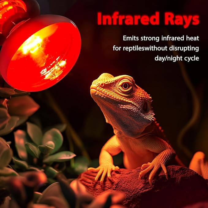 Infrared Heat Lamp,Reptile Heat Lamp, basking bulb 100w 4 Pack, basking light for bearded dragon, UVA UVB reptile light bulb for Bearded Dragon, Turtles, Tortoise, Lizard, Snake, Chameleon, Chicken