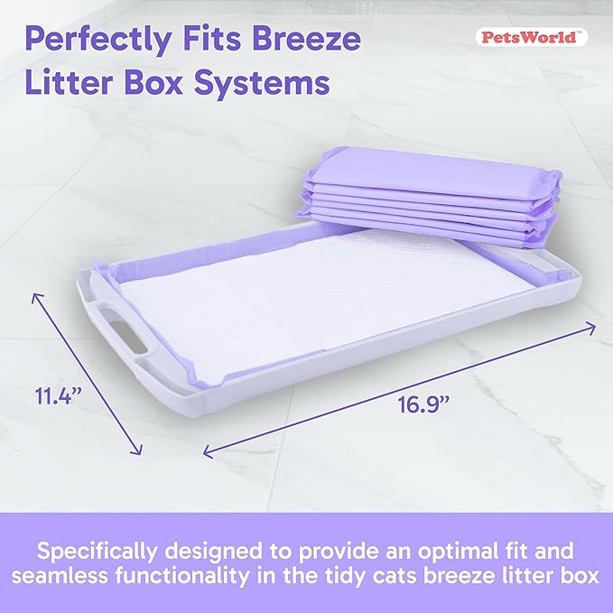 PETSWORLD Fresh Scented Cat Pads Refills for Tidy Cats Breeze Litter System 50 Pads for Cat Litter Box, 16.9x11.4 Inch