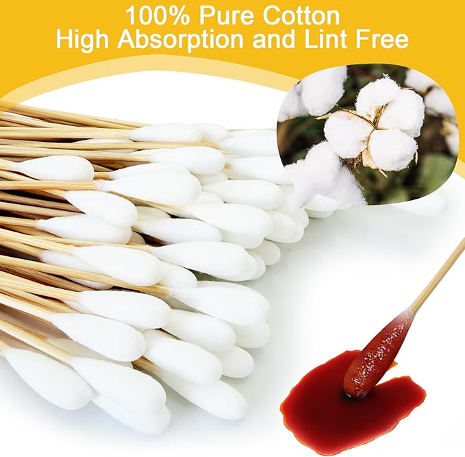 6 Inch Dog Ear Swabs – 100 Large Bamboo Cotton Swabs for Pet Owners, Groomers, and Veterinarians – Ideal for Ear Cleaning, Applying Medication, Craft Projects, and General Cleaning – Home, Vet Clinic