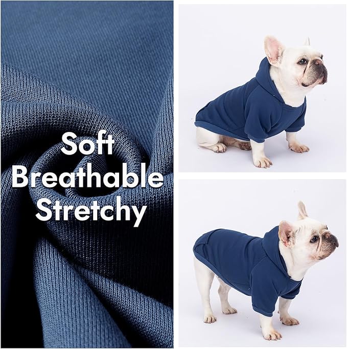 2 Pack Dog Hoodie Warm Hood Dog Sweater Cold Weather Small Dogs Sweatshirt Comfort Pet Clothes for Small Medium Dogs with Pockets Cats Chihuahua Clothes for Male Female Girl Boy Sporty Daily Wear