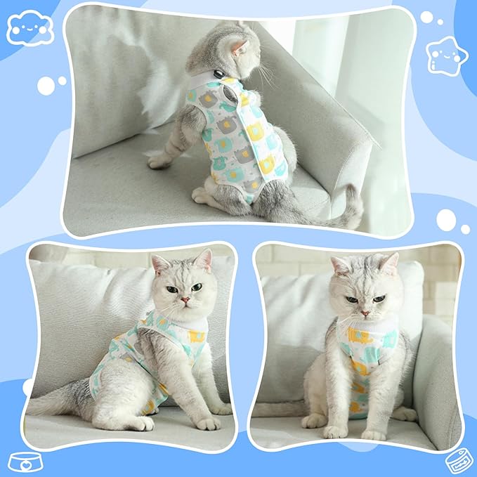 Cat Recovery Suit Female, Breathable Cat Onesie After Surgery Female for Abdominal Wounds or Skin Diseases, Surgery Recovery Suit Kitten Onesie After Spay Wear Anti Licking