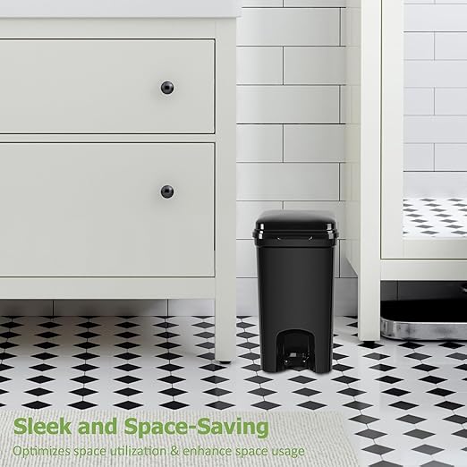Dog Poop Trash Can & Portable Cat Litter Disposal, All-Black ABS Material, 5-Liter Trash Can with 20PCS Waste Bags.ABS-BK,US