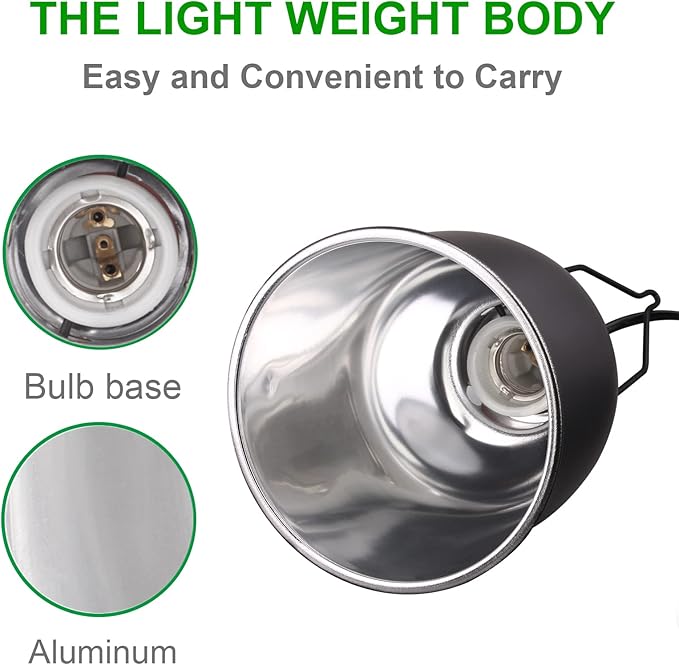Aiicioo Reptile Light Fixture - Deep Light Dome 5.5Inch UVB Reptile Heat Lamp Reptile Light Fixture Max 100W Tortoise Leopard Gecko Snake Bearded Dragon