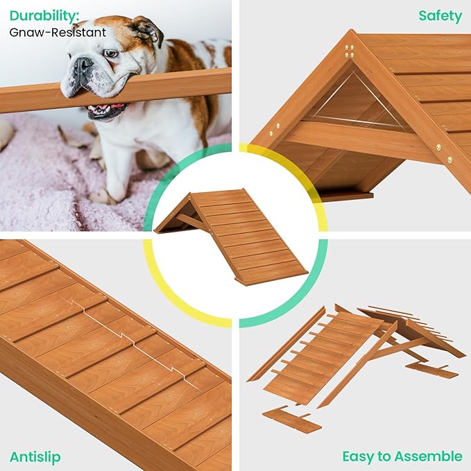 Dogs Agility Course Backyard Set, Wooden Dog Agility A-Frame, Non-Slip Dog Agility Equipment,104" x 30" Large Size-Ideal for Dog Agility Course Indoor and Outdoor