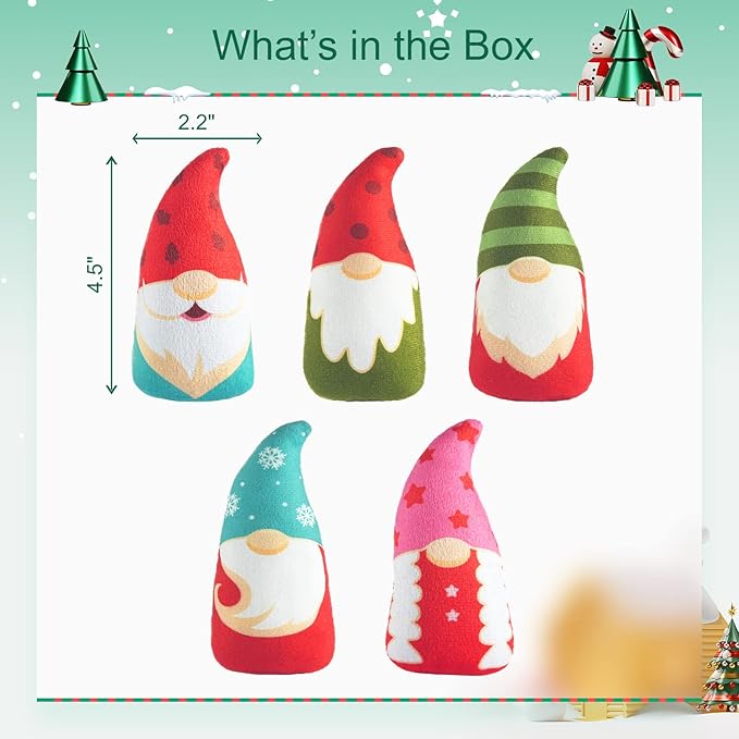 Christmas Catnip Toys Interactive Cats 5PCS Cat Nip Toy/Kitten Chew Plush Gift/Best Play Kick Stuff/Kitty Stuffed Teething Pillow/Cute and Soft Dental Gifts