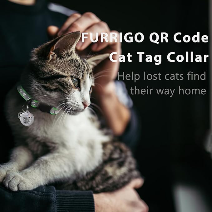 Cat Collar Breakaway with QR Code Name Tag, Reflective Kitten Collars with Bell, Cat ID Tag Personalized, Ultra-Durable, Adjustable, Quick Release, Fits Most Girl Boy Small Large Cats (8''-13.3'')