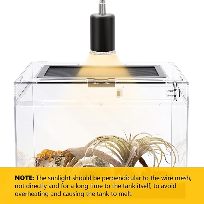 Reptile PC Terrarium,Anti Breakage 12x7x9 inch Insect Amphibians Tank Spider Starter Kits,Top Sliding Door Screen Ventilation Mini Gecko Habitat Cages,Hygrometer Thermometer,Hide Cave,Tweezer,Sprayer