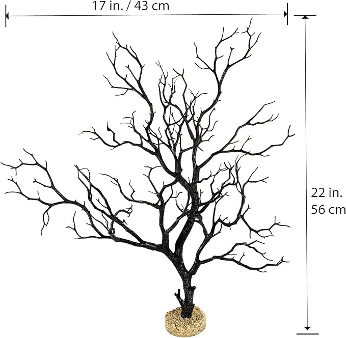 CURRENT USA Black Manzanita Branch 22-inch Tall with Weighted Base | Tree Branches Molded Aquarium Decor Decoration Fake Artificial Fish Tank Ornament for Freshwater or Saltwater (7817)