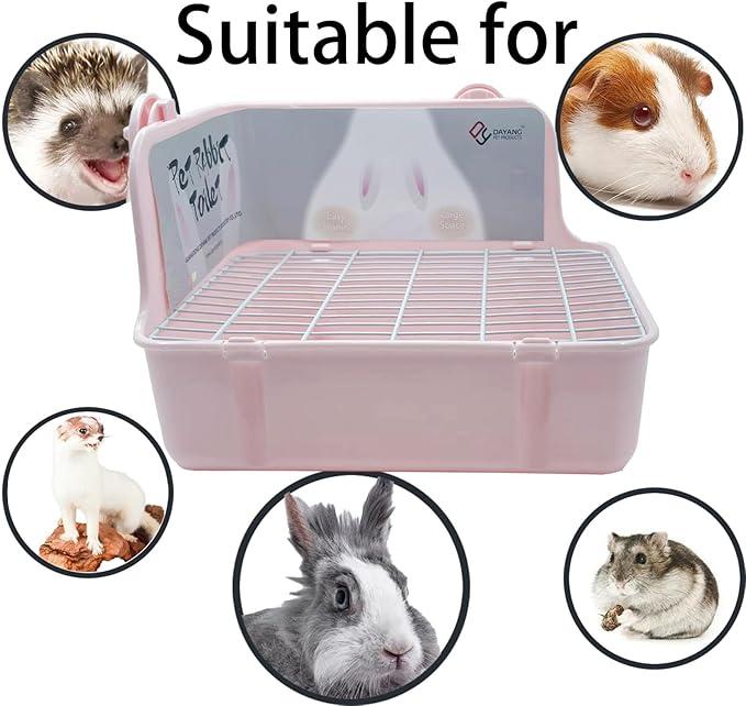 kathson Guinea Pig Litter Box,Bunny Potty Training,Plastic Square Small Animal Toilet,for Hamster Chinchilla Ferret Hedgehog Gerbil (Pink)