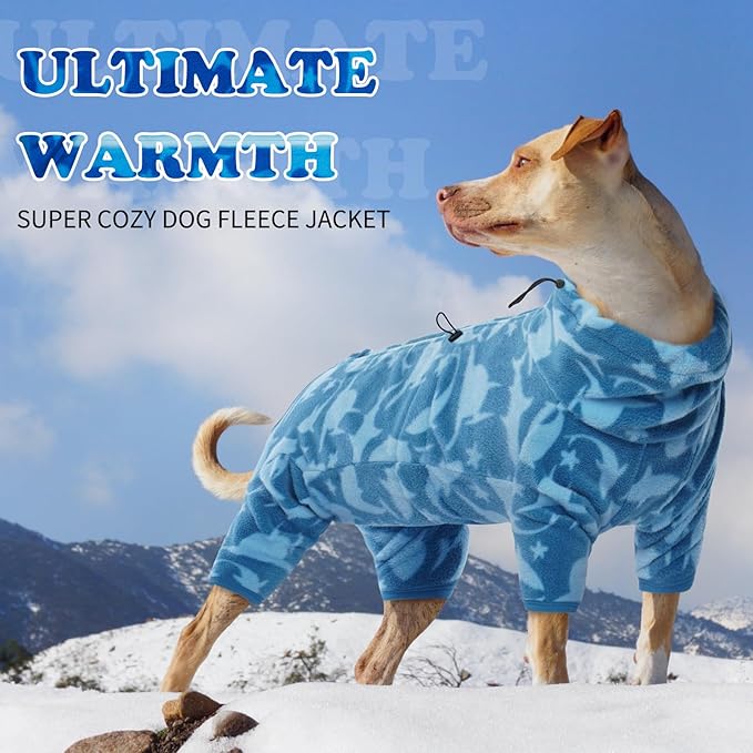 ROZKITCH Dog Winter Coat Soft Fleece Pullover Pajamas, Pet Windproof Warm Cold Weather Jacket Vest with Luminous Zipper, Jumpsuit Apparel Outfit Clothes for Small Medium Large Dog Shark 4XL