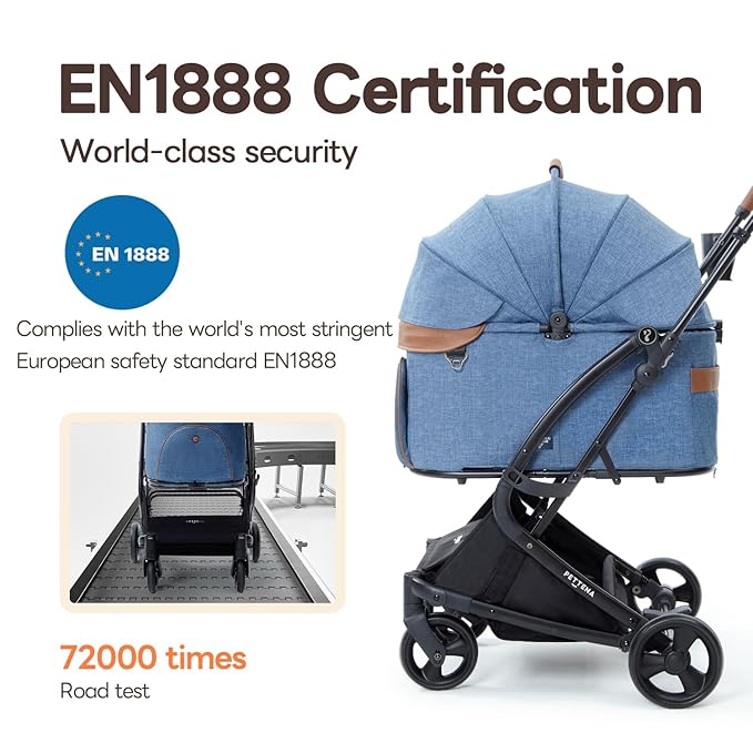 X-Fold Dog Stroller for Small/Medium Dogs up to 55 Lbs, Premium 3 in 1 Pet Stroller, Large All-Terrain Rubber Wheels, Navy Blue