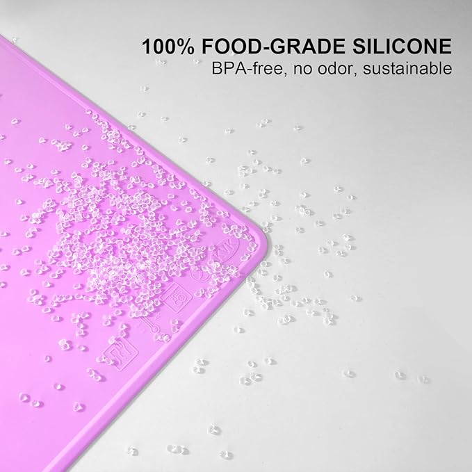 Large Silicone Mat 6 Pack, 20"x16" Silicone Craft Mats for Resin Jewelry Casting Molds, Food Grade Silicone Sheet with Raised Edge, Nonstick Waterproof, Cool Grey