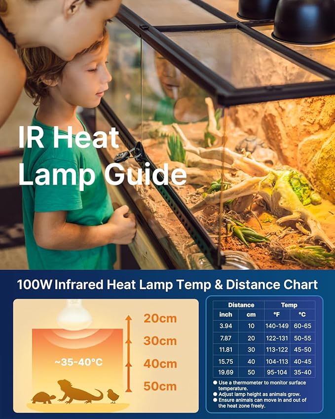 FLSNT Heat Bulb Lamp, 2-Pack 100W Daylight Basking Spot, Bearded Dragon/Turtle/Lzard/Gecko Light Bulb, UVA Heat Lamp, Basking Light for Reptiles RA80