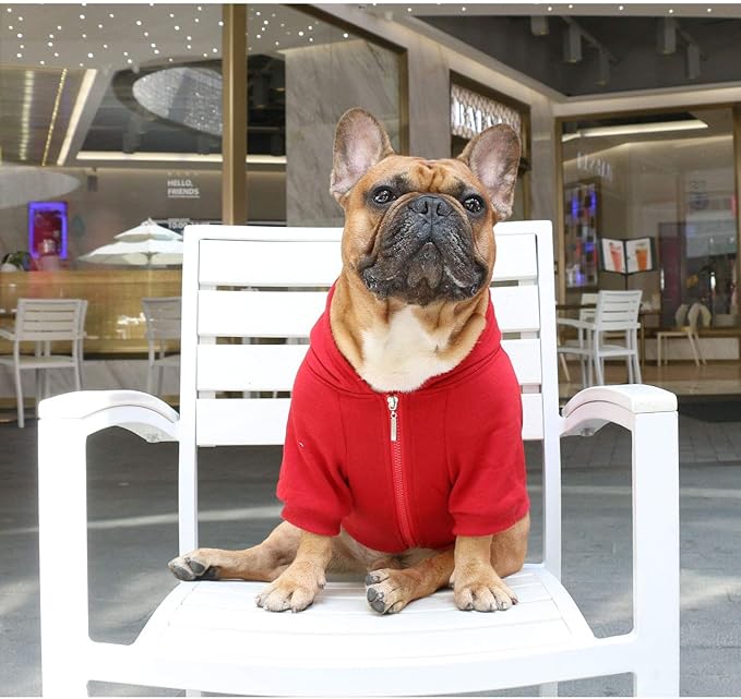 iChoue I am a French Bulldog Clothes Hoodies for Dogs Puppy Frenchie Pug English Boston Terrier Bully Pitbull Sweatshirt Sweater Clothing Cold Weather Winter Coats - Dark Red/Large