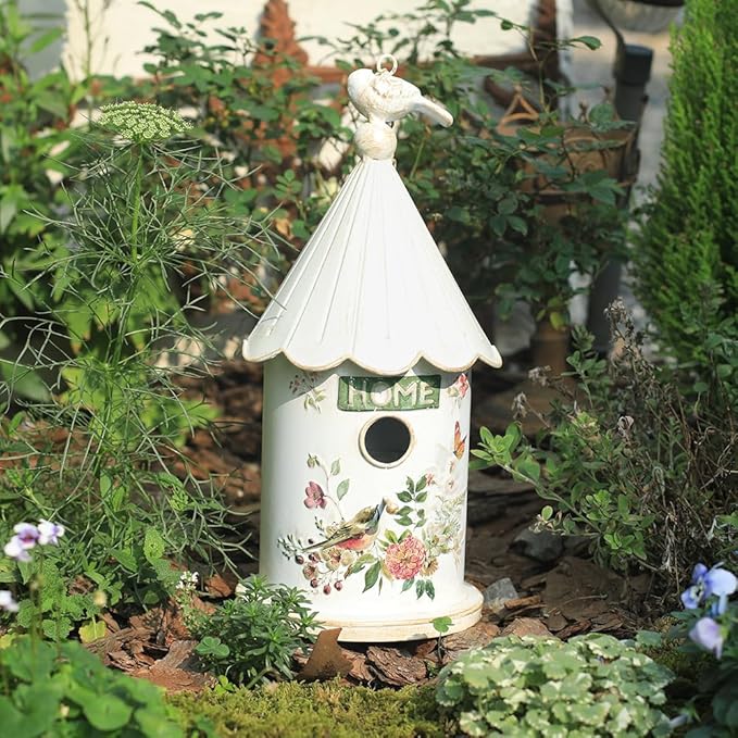 Metal Hanging Birdhouses for Outdoors Bird Houses for Outside Unique Bird Nest for Bluebird Wren Chickadee Sparrow Bird Nest Box for Garden Patio