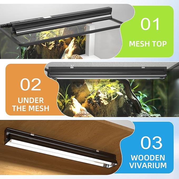 GlowUp 24W 10.0 T5 UVB Reptile Light Fixture Combo Kit 22inch Reptile Lamp Terrarium Hood 10.0 UVB Light for Bearded DragonReptiles Tropical Desert-Dwelling Lizards and Tortoises