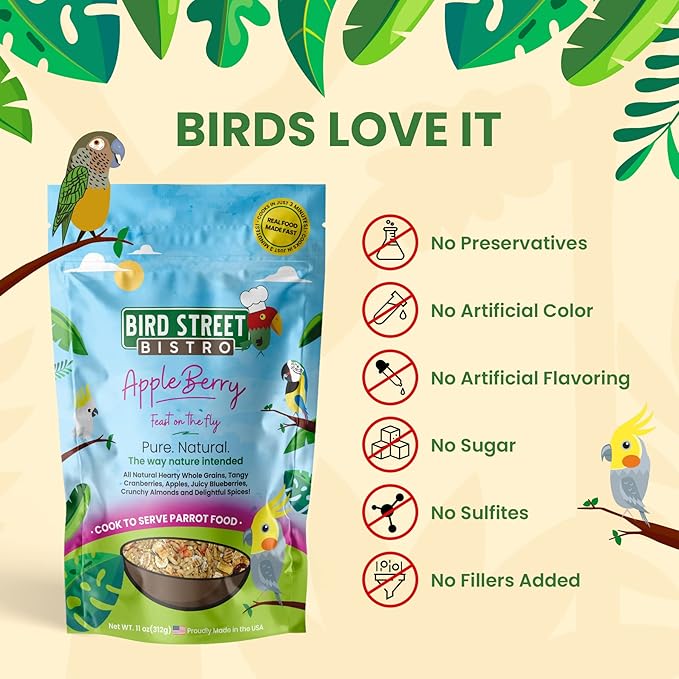 Cockatiel Food Sample 3 Pack - Cooks in 3-15 min w/Natural & Organic Grains - Healthy Non-GMO Fruits, Dried Vegetables, Health Orientated Spices