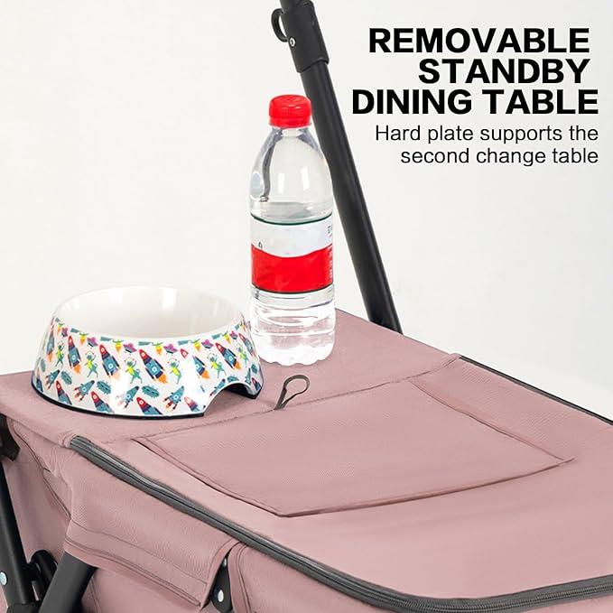 Pet Stroller Cat Dog Stroller Travel Folding Pet Carriers(Pink)