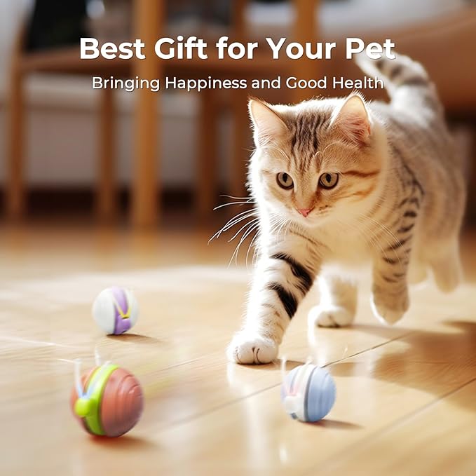 Cheerble Interactive Cat Toy for Indoor Cats, Wicked Snail Kitten Toys, Automatic Cat Toys with LED Lights, Rechargeable Moving Toys for Cats, Smart Stimulating Electric Pet Toy(Blue)