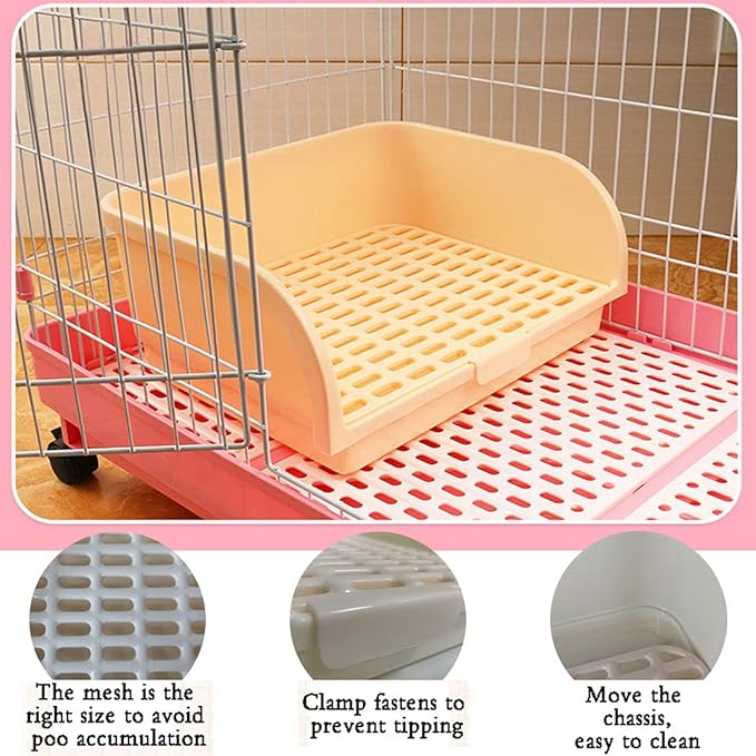 Hamiledyi Large Rabbit Litter Box Corner Bedding Box Chinchilla Toilet Trainer Square Potty Pet Pan for Adult Guinea Pig, Galesaur.Ferret and Other Animals (White)