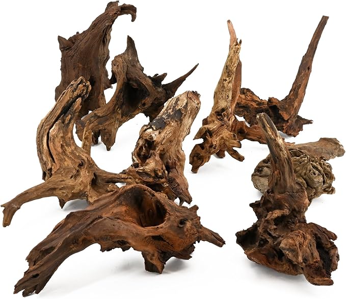 Natural Driftwood Spider Wood Branches Fish Tank and Reptile Terrarium Decor Assorted Sizes for Aquariums and Lizard Habitats (14-17 inch (Pack of 1), Mopani Driftwood)