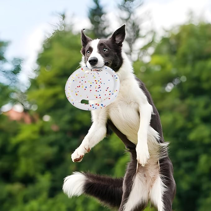 Nobleza Indestructible Fly Disc Ring Toy Set for Dog Pet, 2025 New Poncorn E-TPU Durable Puppy Fetch Outdoor Interactive Toy for Large Medium Small Aggressive Chewers, 4 PCS
