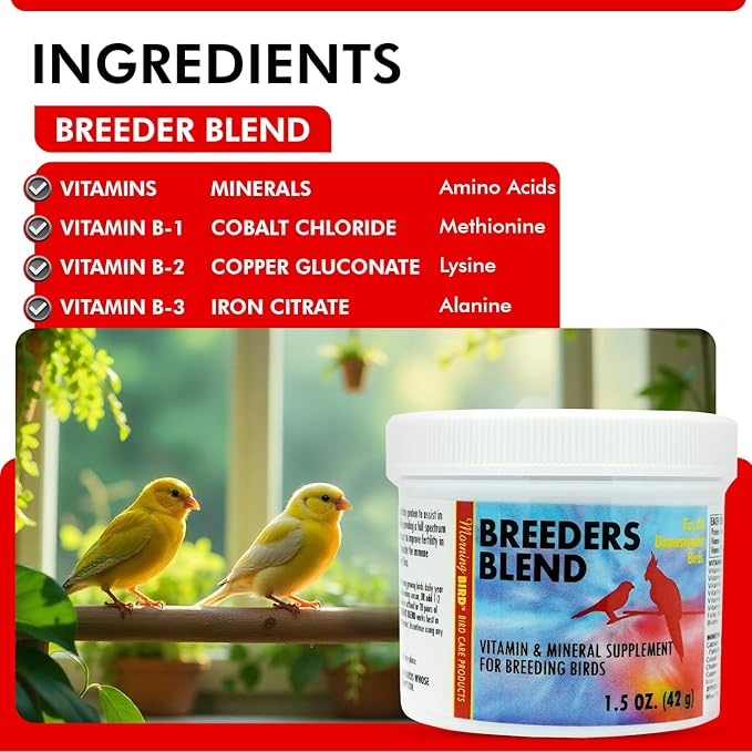 Morning Bird Breeders Blend 1.5 oz – Protein Supplement for Birds – Supports Breeding, Chick Growth, Muscle Development & Immune Support – Daily Vitamin Blend for Strong Bones & Overall Health