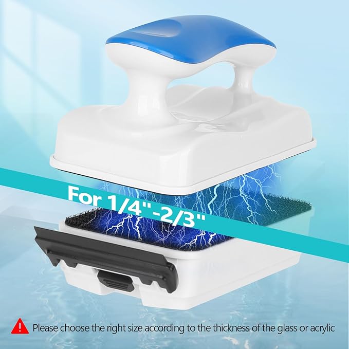 AQQA Aquarium Magnet Glass Cleaner,Dolphin Series-Fish Tank Algae Scraper Brush Cleaner for Glass or Acrylic,2 Detachable Blades Floating Cleaning Tool for 1/4"-2/3" Thickness