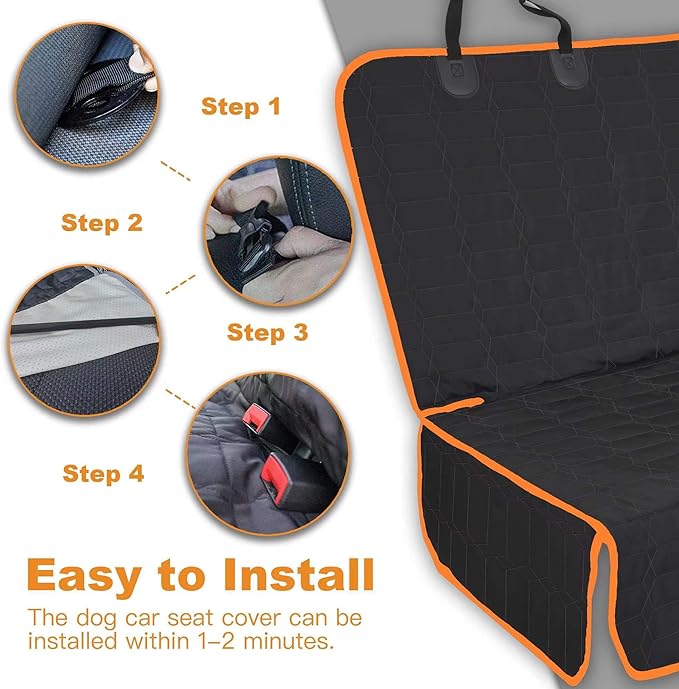 Dog Car Seat Cover for Back Seat, Car Seat Covers for Pets, Nonslip Backseat Cover Protector, Washable Bench Seat Covers for Trucks & SUV