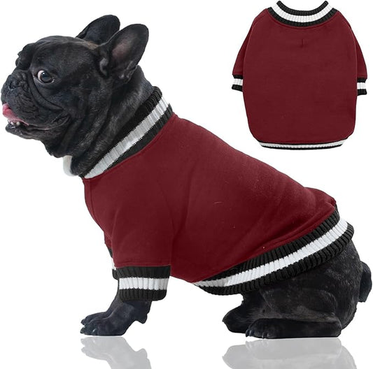 FUAMEY Dog Pullover Sweatshirt,Dog Winter Sweaters Warm Clothes Vest Thick Puppy Soft Pet Fleece Sweater Cute Doggie Boy Girl Outfit for Small Medium Dogs Wine-red XS, X-Small(chest:15.3in)