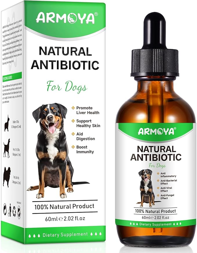 Natural Antibiotics for Dogs - Dog Antibiotics - Antibiotics for Dogs - Pet Antibiotics - Natural Antibiotics for Dogs - Organic Ingredients - Dog Multivitamin 60ml