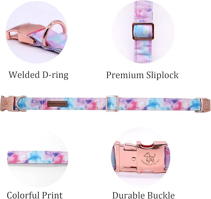 Elegant little tail Dog Collar, Colorful Pattern Pet Collar Durable Cute Dog Collars Fashion Male Female Pet Gift Adjustable Dog Collar for Medium Dogs