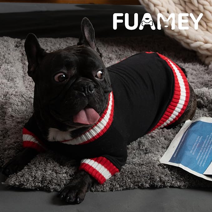 FUAMEY Dog Pullover Sweatshirt,Dog Winter Sweaters Warm Dog Clothes Dog Vest Thick Puppy Pullover Soft Pet Fleece Sweater Cute Doggie Boy Girl Outfit for Small Medium Dogs Black XS