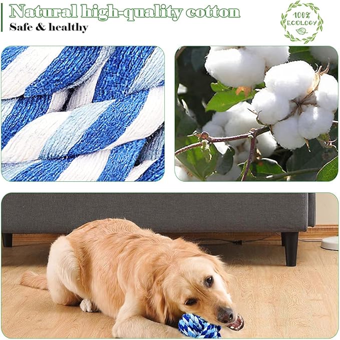 Pet Chew Toy, Knots Weave Cotton Rope, Biting Small Ball for Dogs & Cats, 6 in One Pack