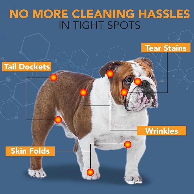 NOVEHA 5โx7โ Large Dog Wipes | Wipes for Bulldog, French Bulldog, Pug, English Bulldog | Deodorizing, for Multiple Areas Removes Dirt, Wrinkles, Folds, Tear Stain, Tail Pockets & Paws (120 Counts)