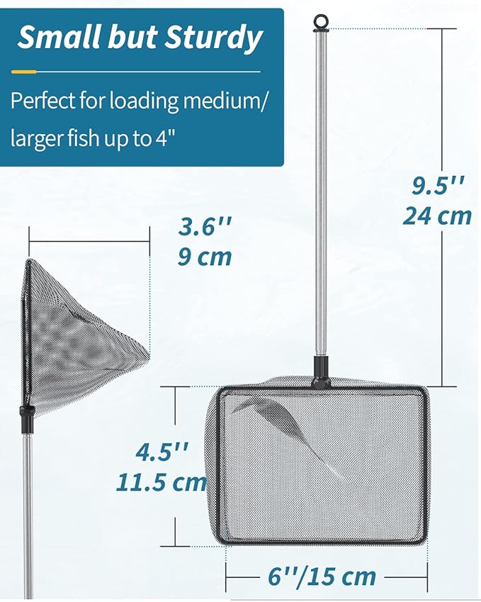 Pawfly Aquarium Fish Net with Extendable 9-24 Inch Long Handle for Betta Fish Tank Small Koi Pond and Pool