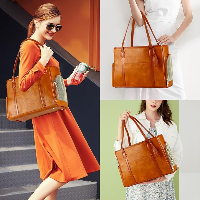 Stylish Dog Purse Carrier, Leather Pet Carrier Bag for Small Dogs Cats Puppy, Airline Approved Soft-Sided Carrier Brown