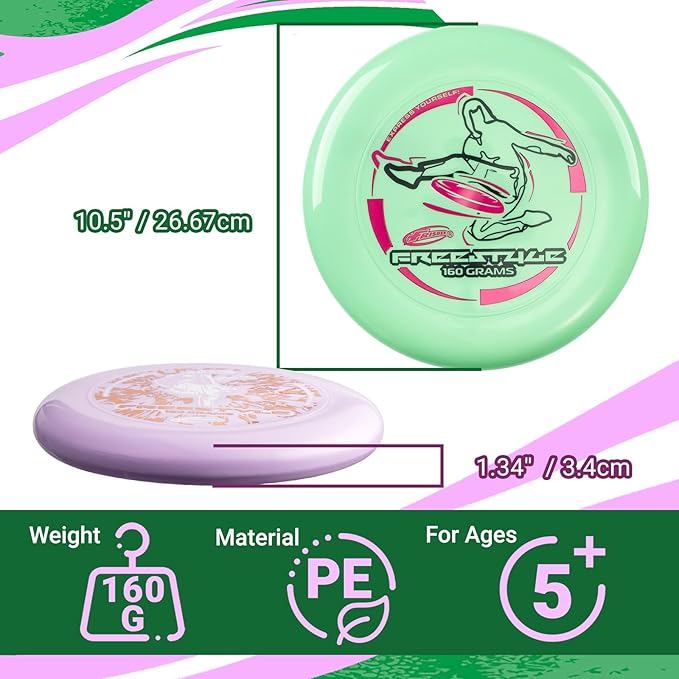 Wham-O Frisbee Freestyle Flying Disc 160g, 10.5 Inch Durable and Flexible Sport Disc for Outdoor Beach Backyard Family Fun