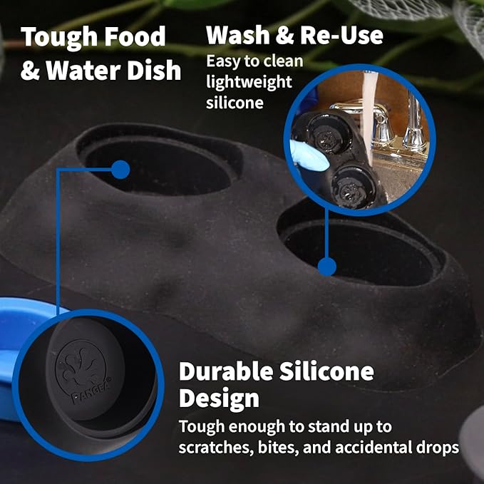Pangea Ultimate Eco Dish, Crested Gecko Food and Water Bowl for Terrestrial Lizards, Durable Silicone Feeding Accessory for Reptile Terrariums 3.125in x 5.5in (Blue Marble)