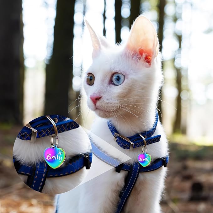 Dog Tags Personalized for Pets - YEHANTI Personalized Dog Tags with Dog Paw, Durable Stainless Steel Pet ID Tags for Small Large Dogs Cats, Custom Dog Name Tags Engraved on Both Sides (Heart)