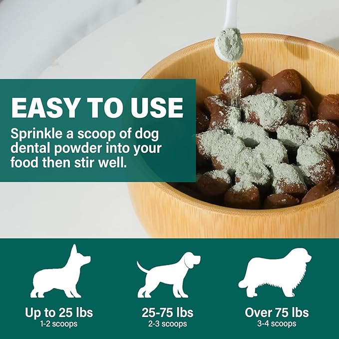 Dog Teeth Cleaning Powder, Dog Dental Powder for Bad Breath&Food Residue, Natural