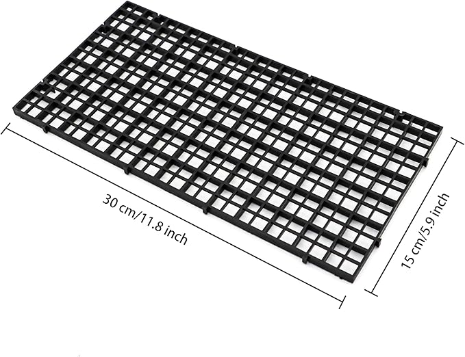 ALEGI 24 Pcs Aquarium Fish Tank Divider Plastic Egg Crate Aquarium Filter Bottom Tray Grid Isolation Board Partition Net Pane Separator (S 24pcs Black)