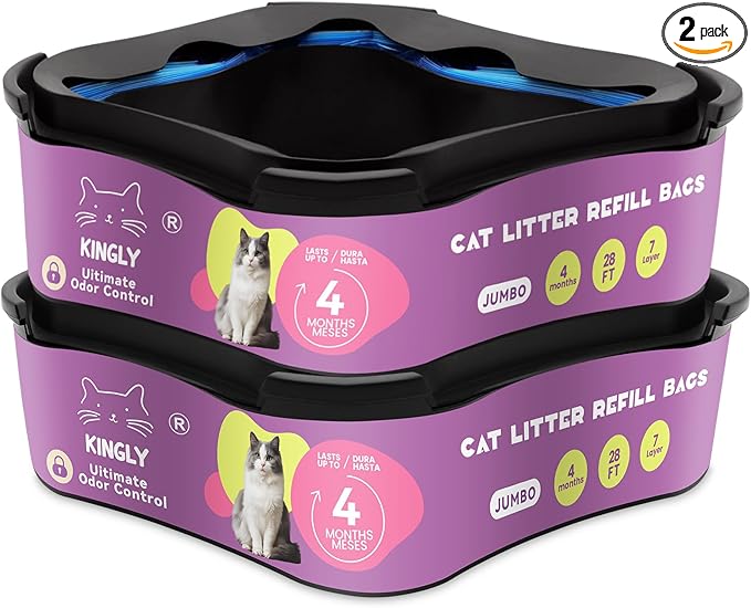Premium Cat Litter Refill Bags |Jumbo 28FT 2-Pack | Lasts Up to 8 Months | 2 Cartridges for Superior Odor Control