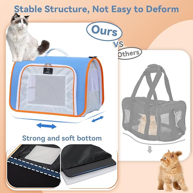 A4Pet Airline Approved Cat Carrier for Under 18 lbs, Soft-Sided Puppy Carrier Blue, 16.9 x 10.2 x 11, Medium