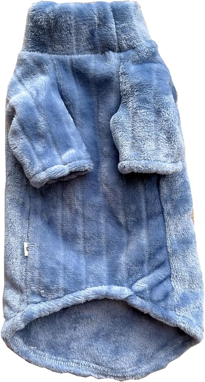 Turtleneck Sweater for Sphynx Cat Soft Coral Fleece Cat Clothes Thick Winter Warm Outfit Coat for Hairless Cats and Small Dogs Apparel with Sleeves (Blue, L (7-8.5 lbs))