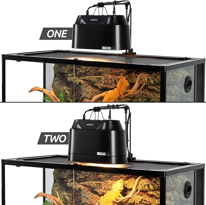 REPTI ZOO Dual Reptile Light Fixture 2 in 1 Deep Dome Lamp Fixture, Double-Layer Connectable Design Reptile Heat Lighting Lamp Fixture with Independent Switches, Max 200W